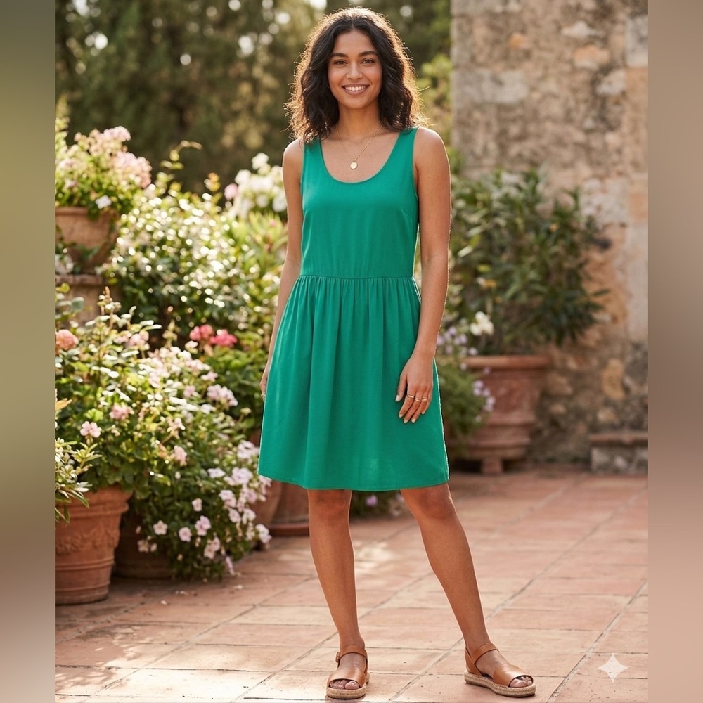 American Eagle Teal Summer Midi Abstract Dress Size 8